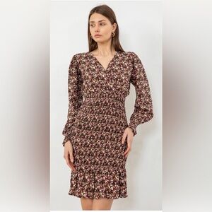 Lucy Paris Multicolor Floral Long Sleeve Dress